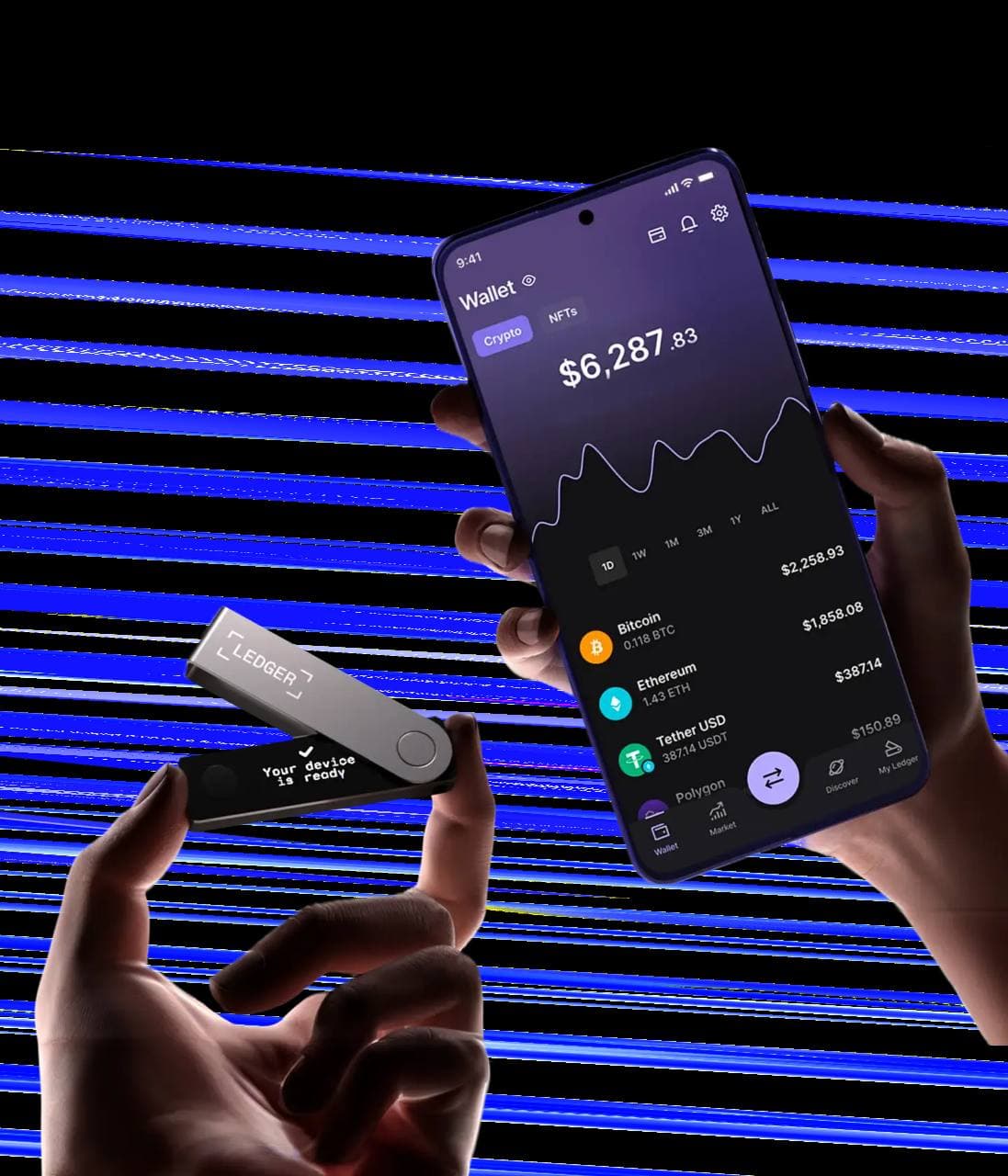Hot wallets (software en tu teléfono) vs. cold wallets (dispositivos hardware que permanecen offline)