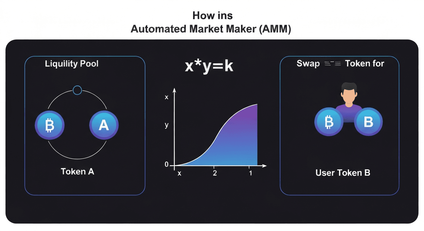 Comment fonctionne un Automated Market Maker (AMM) — les pools de liquidité remplacent les carnets d'ordres traditionnels
