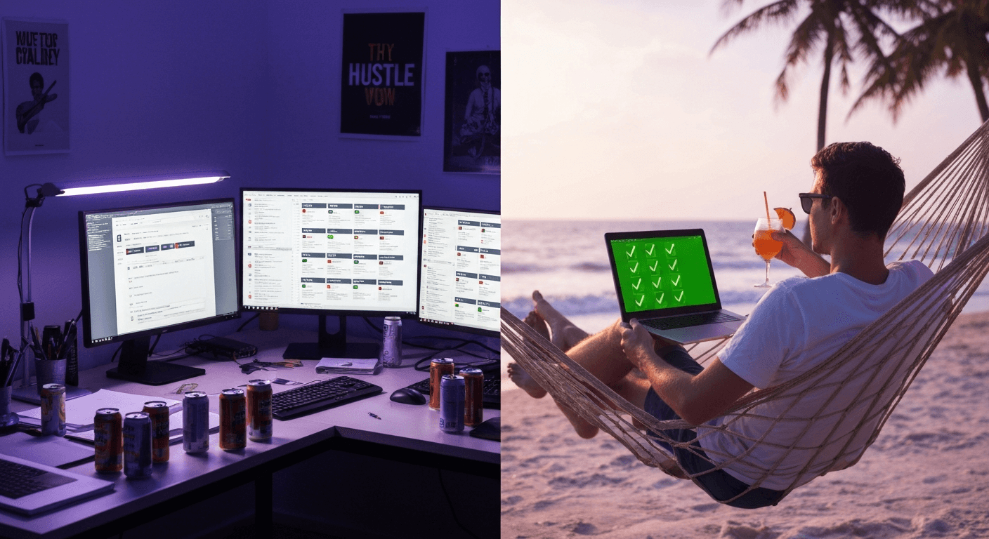 Before Ralph: stressed developer vs After Ralph: relaxed developer with code commits