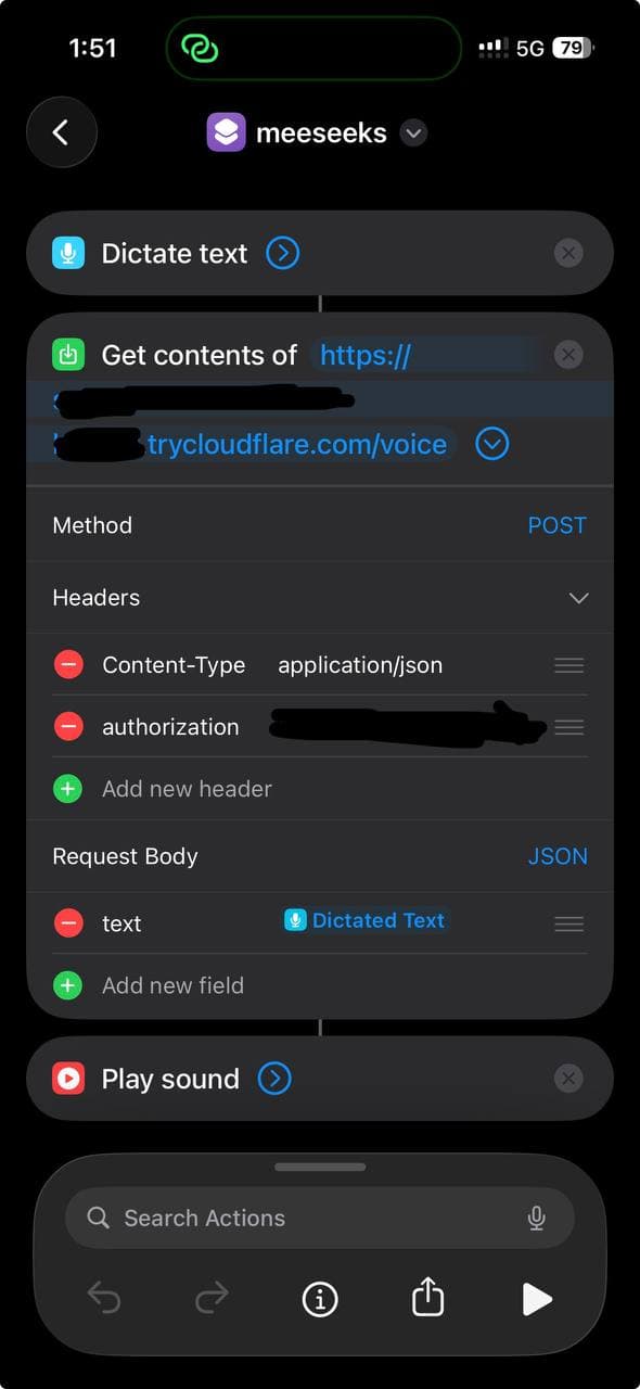 Siri Shortcut setup