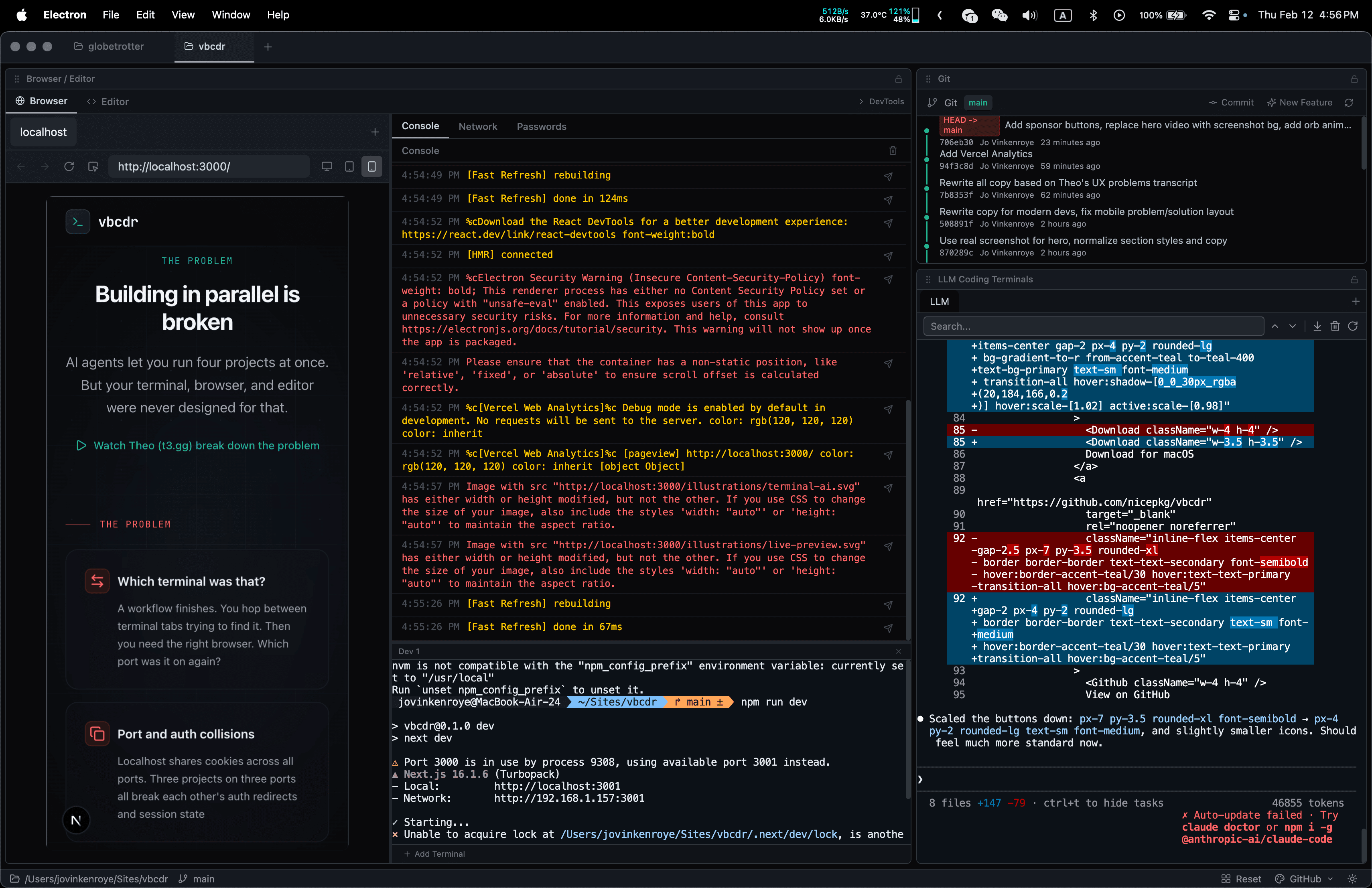 Building vbcdr: an AIDE for Developers Who Vibe