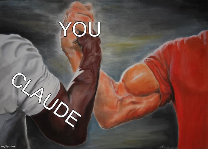 Epic Handshake meme - Jij en Claude zijn het eens over duidelijke planning vooraf