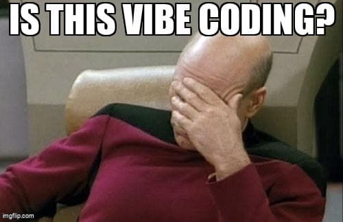 Is This a Pigeon meme - ontwikkelaar wijst naar productiecode en vraagt Is dit vibe coding?